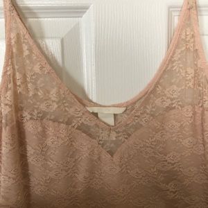 Nude/Pink Floral Lace H&M Bodysuit (L)